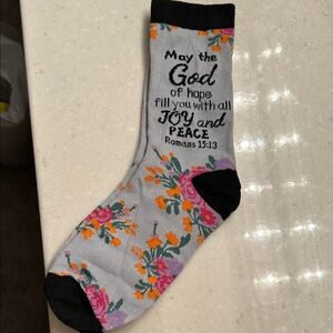 New Biblical Floral Inspirational Socks - Romans 15:13